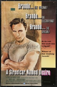 9z0370 STREETCAR NAMED DESIRE 18x28 video poster R1985 Debi art of Marlon Brando, Elia Kazan classic