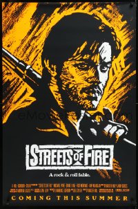 9z1459 STREETS OF FIRE advance 1sh 1984 Walter Hill, Riehm orange dayglo art, a rock & roll fable!