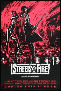 9z1458 STREETS OF FIRE advance 1sh 1984 Walter Hill, Riehm pink dayglo art, a rock & roll fable!