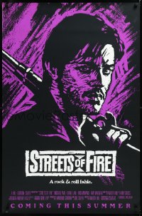 9z1457 STREETS OF FIRE advance 1sh 1984 Walter Hill, Riehm purple dayglo art, a rock & roll fable!