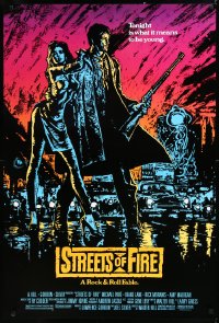 9z1455 STREETS OF FIRE 1sh 1984 Walter Hill, Michael Pare, Diane Lane, artwork by Riehm, no borders!