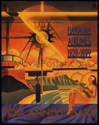 9z0221 HAWAIIAN AIRLINES 22x28 travel poster 1999 70th anniversary of Hawaiian Airlines!