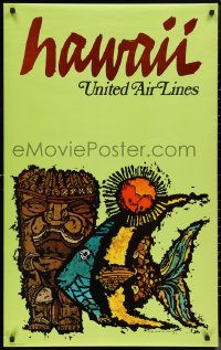 9z0227 UNITED AIR LINES HAWAII 25x40 travel poster 1967 great Hawaiian scenery art by Jebary!