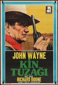 9z0054 BIG JAKE Turkish 1973 great different artwork of John Wayne with revolver!
