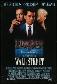 9z1490 WALL STREET 1sh 1987 Michael Douglas, Charlie Sheen, Daryl Hannah, Oliver Stone!
