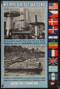 9z0240 WE ARE UNITED NATIONS 27x39 WWII war poster 1944 photographs taken from Life magazine!