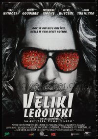 9z0467 BIG LEBOWSKI Yugoslavian 19x27 1998 Coen Bros, image of Jeff Bridges in psychedelic shades!