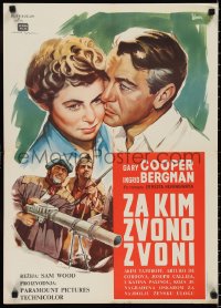9z0474 FOR WHOM THE BELL TOLLS Yugoslavian 20x27 1943 Alfred Lehner art of Gary Cooper & Bergman!