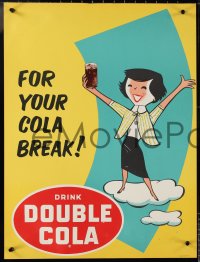9z0270 DOUBLE COLA COMPANY 2 18x24 advertising posters 1960s cool art of happy people on clouds!