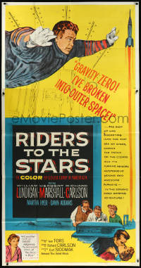 1a1704 RIDERS TO THE STARS 3sh 1954 William Lundigan broken into outer space w/gravity zero, rare!