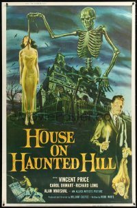1a0195 HOUSE ON HAUNTED HILL 40x60 1959 classic art of Vincent Price & skeleton hanging girl, rare!