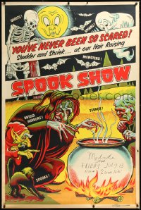 1a0435 SPOOK SHOW 40x60 1950s shudder & shriek on Friday the 13th, creepy horror art, ultra rare!