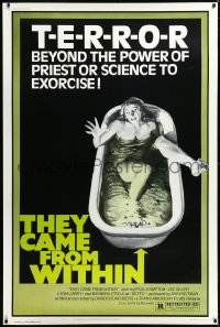 1a0436 THEY CAME FROM WITHIN 40x60 1976 David Cronenberg, art of terrified girl in bath tub!