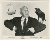 1a1469 BIRDS 8.25x10 still 1963 great image of director Alfred Hitchcock w/birds on shoulders!