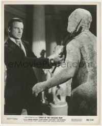 1a1481 CURSE OF THE FACELESS MAN 8.5x10 still 1958 Anderson holding axe to the volcano man's neck!