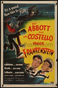 1a1046 ABBOTT & COSTELLO MEET FRANKENSTEIN 1sh 1948 plus Wolfman & Dracula after Bud & Lou, rare!