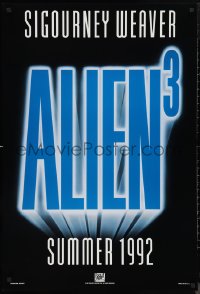 1a2414 ALIEN 3 int'l teaser DS 1sh 1992 Sigourney Weaver, 3 times the danger, different design!