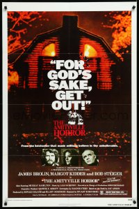 1a1054 AMITYVILLE HORROR 1sh 1979 great image of haunted house, for God's sake get out!