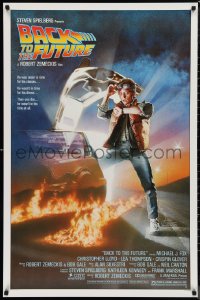 1a2428 BACK TO THE FUTURE studio style 1sh 1985 art of Michael J. Fox & Delorean by Drew Struzan!