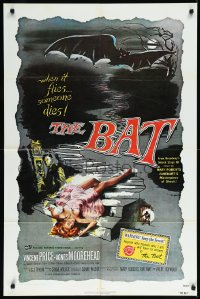 1a1063 BAT 1sh R1980s great horror art of Vincent Price & sexy fallen girl!