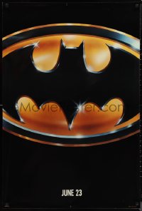 1a2430 BATMAN teaser 1sh 1989 directed by Tim Burton, cool image of Bat logo, glossy finish!