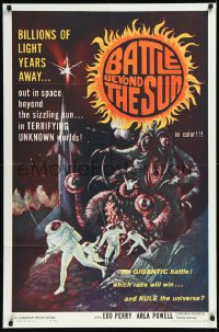 1a1065 BATTLE BEYOND THE SUN 1sh 1962 Nebo Zovyot, Russian sci-fi, terrifying unknown worlds!