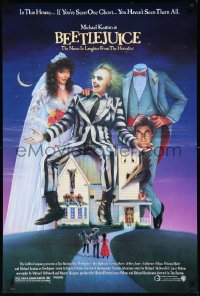 1a2437 BEETLEJUICE 1sh 1988 Tim Burton, Ramsey art of Michael Keaton, Baldwin & Geena Davis!