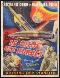 1a1905 WHEN WORLDS COLLIDE Belgian 1951 George Pal classic doomsday thriller, cool sci-fi artwork!