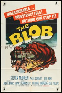 1a1079 BLOB 1sh 1958 Steve McQueen, cool art of the indescribable & indestructible monster!