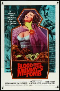 1a1083 BLOOD FROM THE MUMMY'S TOMB 1sh 1972 Hammer, art of sexy woman strangled by severed hand!