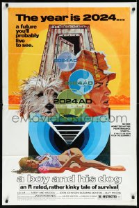 1a1085 BOY & HIS DOG 1sh 1975 cool Robert Tanenbaum sci-fi artwork with sexy half-dressed woman!
