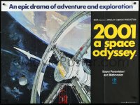 1a2177 2001: A SPACE ODYSSEY British quad 1968 Stanley Kubrick, McCall space wheel art, rare!
