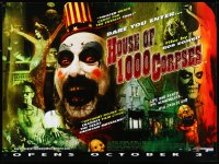 1a2195 HOUSE OF 1000 CORPSES advance British quad 2003 Rob Zombie directed, different montage, rare!