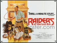 1a2206 RAIDERS OF THE LOST ARK British quad 1981 Brian Bysouth art of adventurer Harrison Ford!