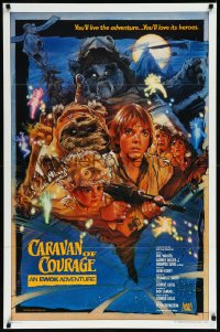 1a2453 CARAVAN OF COURAGE style B int'l 1sh 1984 An Ewok Adventure, Star Wars, art by Drew Struzan!