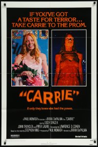 1a1096 CARRIE 1sh 1976 Stephen King, Sissy Spacek before and after her bloodbath at the prom!
