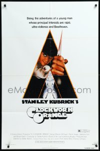 1a1106 CLOCKWORK ORANGE 1sh 1972 Stanley Kubrick, Castle art of Malcolm McDowell, R-rated!