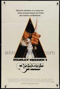 1a1107 CLOCKWORK ORANGE int'l 1sh 1972 Stanley Kubrick, Castle art of Malcolm McDowell!