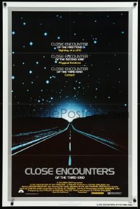 1a1108 CLOSE ENCOUNTERS OF THE THIRD KIND 1sh 1977 Spielberg's sci-fi classic, silver border design!