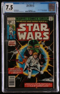 1a0456 STAR WARS slabbed #1 comic book July 1977 fabulous first issue, graded 7.5 from CGC!