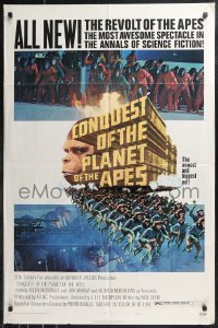 1a1114 CONQUEST OF THE PLANET OF THE APES style B 1sh 1972 Roddy McDowall, the apes are revolting!
