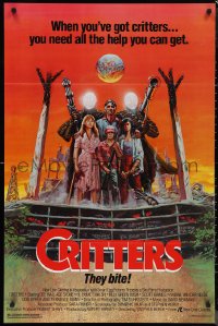1a2456 CRITTERS 1sh 1986 great completely different art of cast & monsters by Ken Barr!