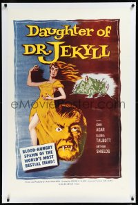 1a0105 DAUGHTER OF DR JEKYLL linen 1sh R1965 Edgar Ulmer, bestial fiend hidden in a woman's body!