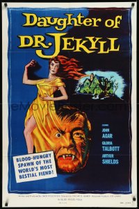 1a1135 DAUGHTER OF DR JEKYLL 1sh 1957 Edgar Ulmer, bestial fiend hidden in a woman's body!