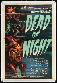 1a0107 DEAD OF NIGHT linen 1sh 1946 Alberto Cavalcanti English horror, cool artwork, very rare!