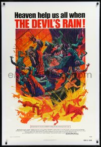 1a0108 DEVIL'S RAIN linen 1sh 1975 Ernest Borgnine, William Shatner, Anton Lavey, Mort Kunstler art!