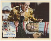 1a1436 RAVEN color English FOH LC 1963 close up of Vincent Price grabbed by creepy guy in coffin!