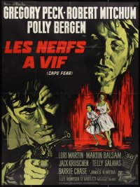 1a0276 CAPE FEAR French 1p 1962 Gregory Peck, Robert Mitchum, classic film noir, cool different art!