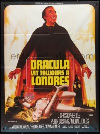 1a0380 SATANIC RITES OF DRACULA French 1p 1974 different Landi art of vampire Christopher Lee & girl!
