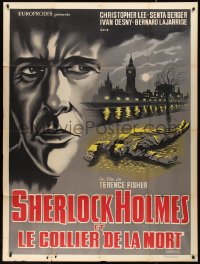 1a0384 SHERLOCK HOLMES & THE DEADLY NECKLACE French 1p 1964 different art of murdered man in London!